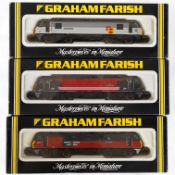 Three boxed Graham Farish N gauge railway Class 90 electric locomotives; BR 90022 Freight connection