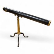 An early 20th century Broadhurst Clarkson & Co., 63 Farringdon Rd., London, brass telescope with tab