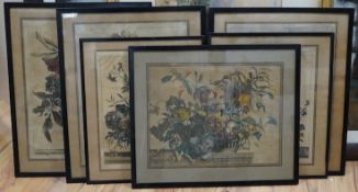 After Jean Baptiste Monnoyer (Franco/Flemish, 1636-1699), Still lifes of flowers, set of six colour