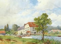 C.V. Parker (20th. C), Riverscape, signed, watercolour, 41 x 54cm