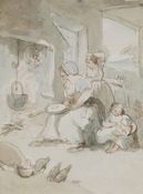 Attributed to Thomas Rowlandson (1756-1827), 'The country cobbler', unsigned, watercolour, details v