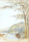 G. H. Pettitt (19th / 20th. C), Lakeside view, signed, watercolour, 34 x 24cm