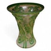 A Webb green overlay floral waisted vase, 22cm high