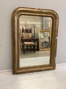 A 19th century French giltwood and composition overmantel mirror, width 76cm, height 105cm
