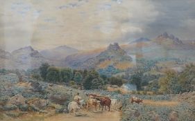 John William Salter (1825-1891), Extensive landscape with cattle, Torquay, signed and dated 1870, wa