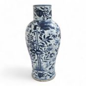 A large Chinese blue and white floral vase, 54cm high