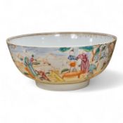 A Chinese export famille rose punch bowl, late 18th century, 27cm in diameter