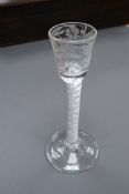 An airtwist cordial glass, c.1760, 17.5cm high