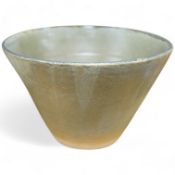 A Studio pottery ribbed conical bowl, impressed mark, 16cm high