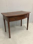 A George III banded mahogany bowfront side table, width 86cm, depth 53cm, height 72cm