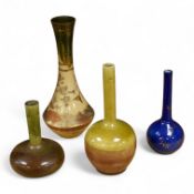 Three Japanese bottle neck vases and a Satsuma example, signed to the base, largest 25cm high