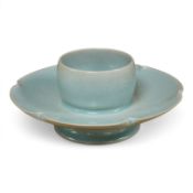 A Chinese Jun type lotus dish, 19cm in diameter