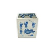 A Chinese blue and white ‘boys’ square pot, Daoguang mark, 19th century