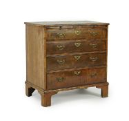 A small George I feather banded walnut chest