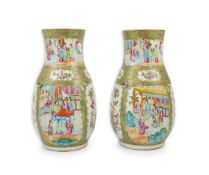 A pair of Chinese famille rose baluster vases, 19th century