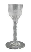 A fine engraved horse racing wine glass, c.1775-85