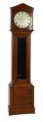 A mid 19th century oak eight day longcase regulator, circular silvered dial signed Thwaites & Reed,