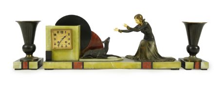 Attributed to Uriano (Ugo Cipriani, Italian, 1897-1960), a Belgian black marble, Rosso red marble an