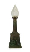 A late 19th century bronze post lamp
