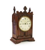 A small late Regency Gothic Revival mahogany bracket clock, signed William Johnson, 50 Strand London