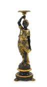 A 19th century Italian carved wood and composition polychrome painted blackamoor torchere