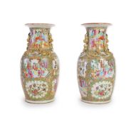 A pair of large Chinese famille rose vases, 19th century