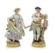 A pair of Meissen porcelain figures of gardeners, late 19th century
