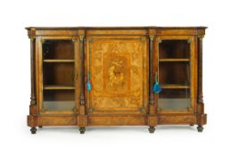 A Victorian birds eye maple banded, gilt metal mounted figured walnut side cabinet