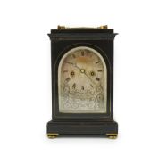 A mid-19th century ebonised double fusee mantel clock by Jacobs and Lucas, 7, Whitefriargate, Hull