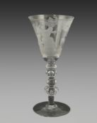 A Dutch engraved goblet in the manner of Christoffel Schroeder, c.1740-60