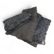 A black silk Maltese Mantilla, a machine lace Bertha, a wide silk Spanish black lace stole and