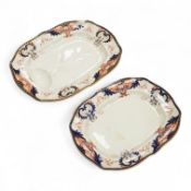 Two Royal Crown Derby meat plates, Imari pattern 3615