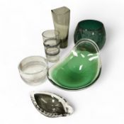 Bertil Vallien for Kosta Boda, an art glass bowl and vase, Holmegaard smoke-glass vase, Ken Benson