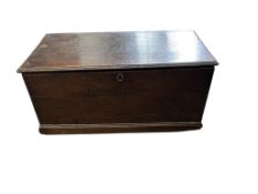 An 18th century oak box, width 69cm, depth 34cm, height 32cm