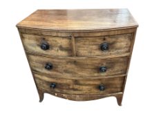 A Regency mahogany bowfront chest of drawers, width 89cm, depth 51cm, height 89cm