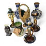 A collection of late 19th century and early 20th century European pottery and stoneware items to