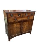 A Regency mahogany sideboard, width 94cm, depth 48cm, height 91cm