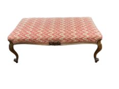 A Victorian walnut dressing stool, width 106cm, depth 55cm, height 40cm