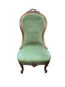 A Victorian rosewood spoon back chair, together with an Edwardian inlaid mahogany plant stand (