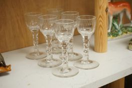 A set of six faceted wine glasses, c.1780, 14cm high Provenance: The Tanyards Collection, East