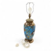 A large Japanese cloisonné enamel vase, Meiji period, converted to a table lamp, 44cm high excluding
