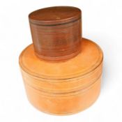 Two 19th century Burmese lacquered cylindrical boxes, largest 27cm in diameter