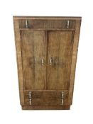 An Art Deco walnut gentleman's wardrobe, width 83cm, depth 49cm, height 140cm