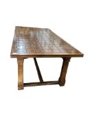A rectangular hardwood refectory dining table, width 201cm, depth 100cm, height 76cm