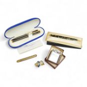 A cased Messenger pen and pencil set, a Waterman pen, etc.