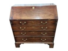 A George III mahogany bureau, width 99cm, depth 52cm, height 105cm