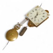 A 19th century wall clock with pendulum and weight, the floral dial inscribed Wm Ball, High Wycombe