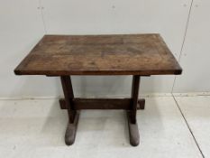 A rectangular oak side table, width 92cm, depth 55cm, height 73cm