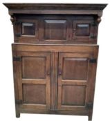 An 18th century oak court cupboard, width 122cm, depth 54cm, height 171cm