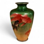 A Japanese ginbari enamel ‘koi carp’ vase, early 20th century, 18cm high Provenance: The Tanyards